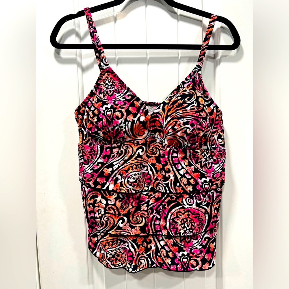 OCEAN DREAM Signature Multicolor Ruffle Tankini Top Size 12.